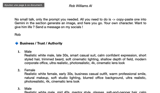 20 free prompt to create your AI character