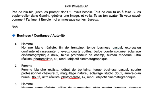 20 prompt gratuits pour votre personnage IA